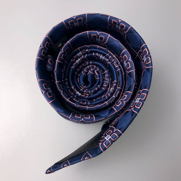 XL Big & Tall 100% Silk Floral Neck Tie in Navy with Pink Accents (Like New) - Picture 7 of 7